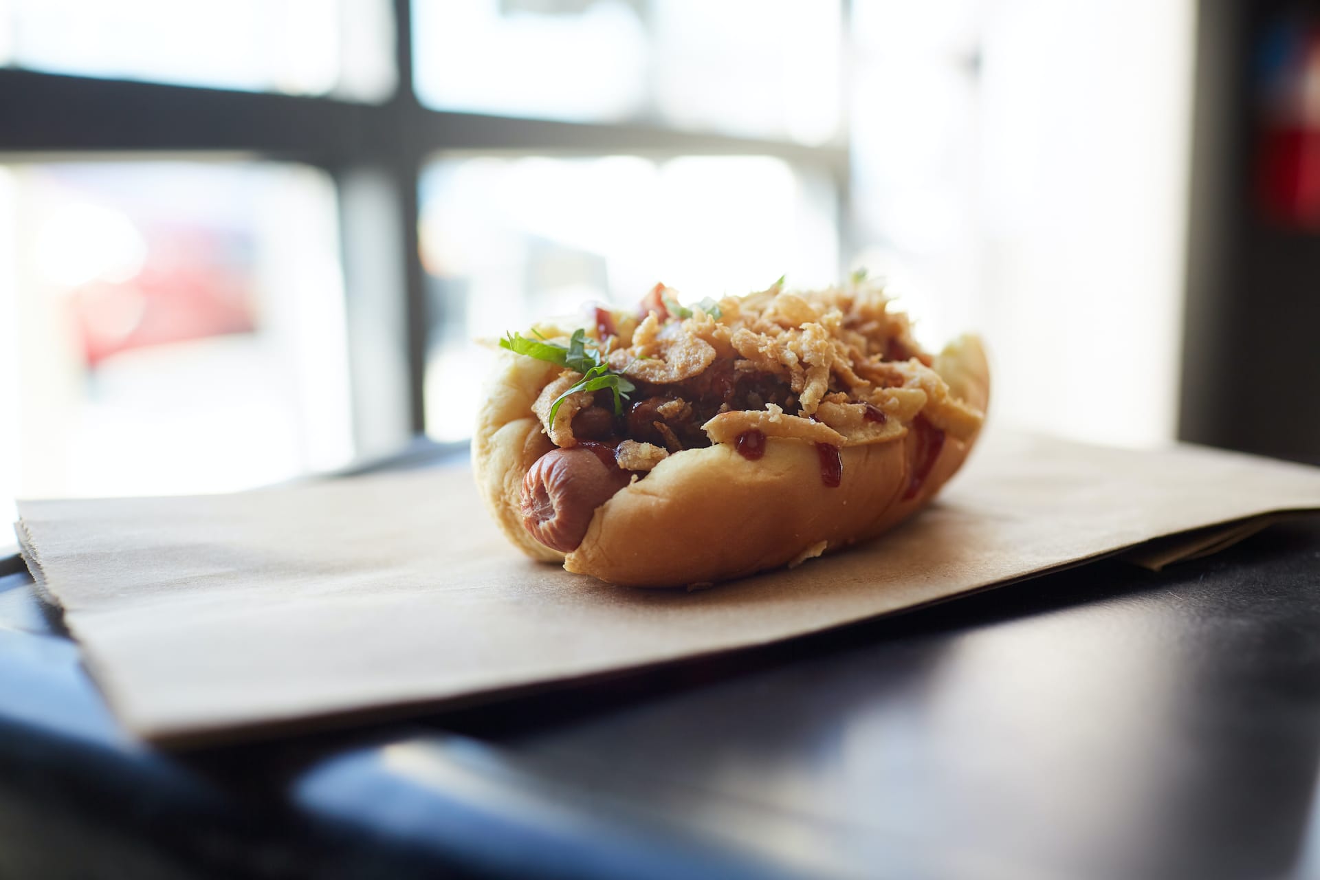 Hot dog with ketchup and relish